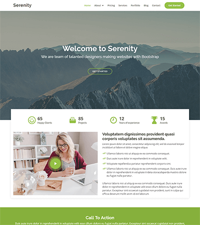 modello sito web Serenity